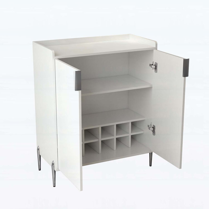 Bar à vin 2 portes avec tablettes réglables, White/Black