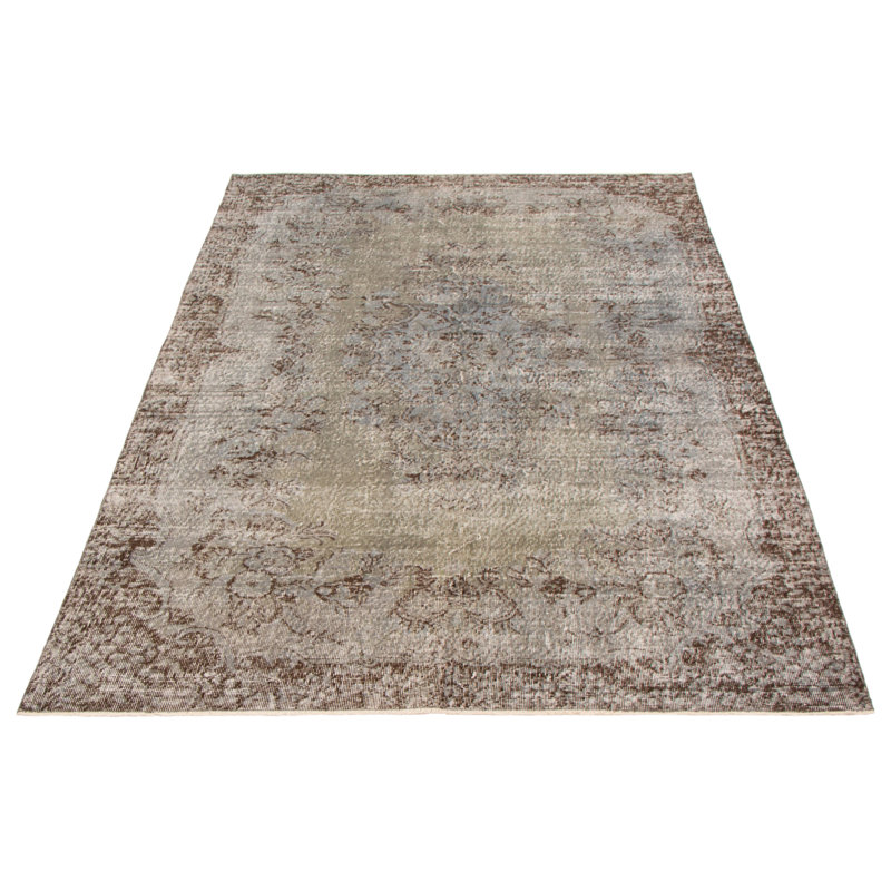 Tapis unique en laine noué à la main de style années 2000 de 6 pi 4 po x 9 pi 10 po gris Oliana