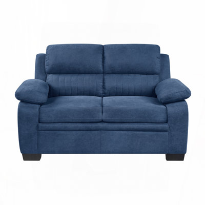 Causeuse en peluche avec capitonnage à rainures - Tissu texturé bleu