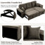 Canapé-lit modulaire coulissant avec rangement et méridienne, espace de vie confortable, velours, méridienne convertible gris anthracite - 2 tabourets, pour les petites pièces,-989862050