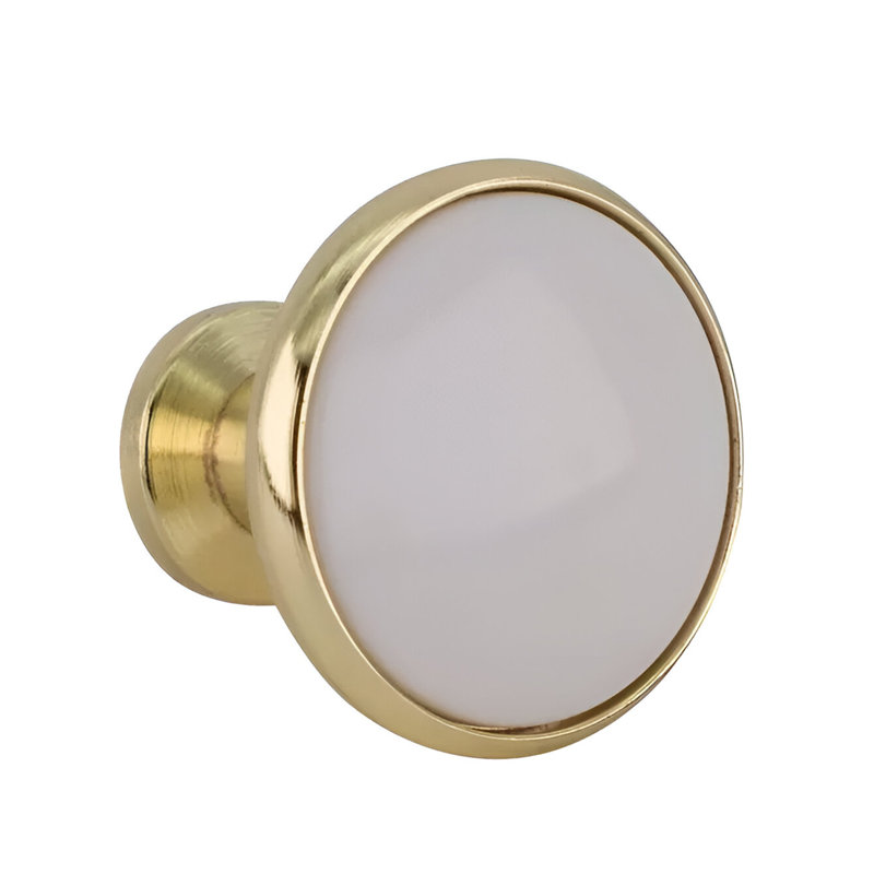 Bouton d'armoire champignon à deux tons Brixwell BXB03159B, diamètre de 1/16 po, zinc en céramique, finition blanche et laiton poli