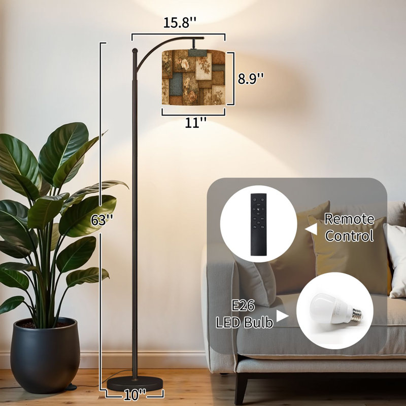 Lampe sur pied arc avec abat-jour réglable Vintage