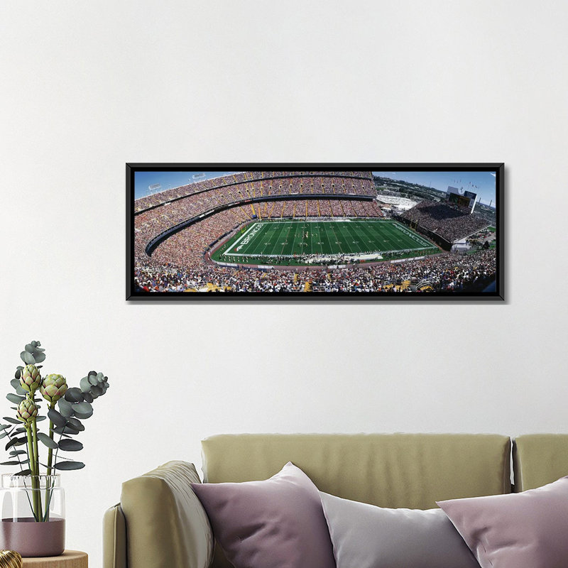 Sold Out Crowd at Mile High Stadium par Panoramic Images - Reproduction de photo panoramique sur toile tendue, Cadre noir
