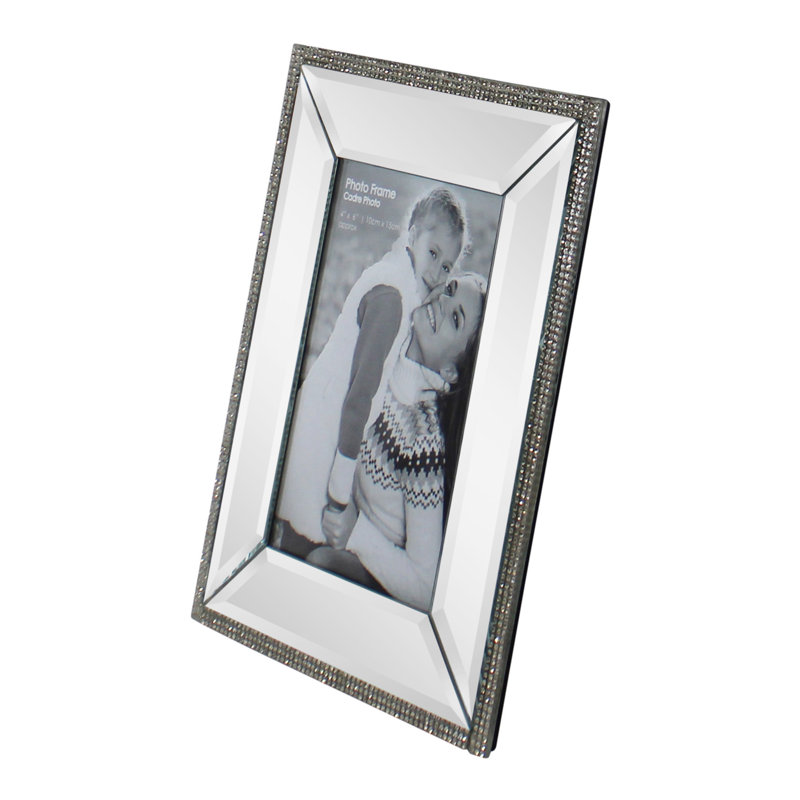 Brienne Silver Glass Mirrored Picture Frame, 15cm H x 10cm W x 0.5cm D
