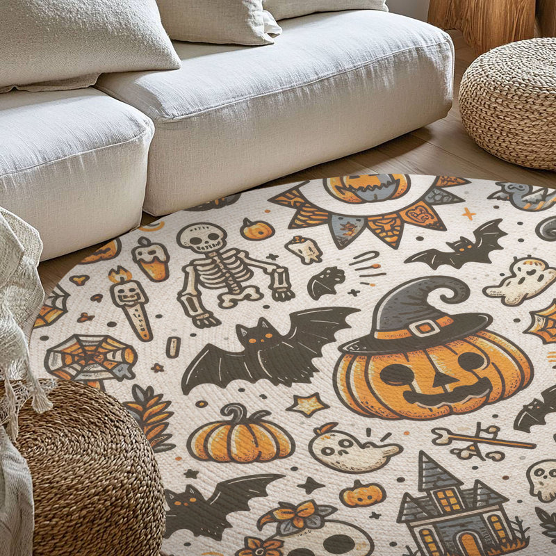 Tapis tressé Little Monsters, Rond 5 pi
