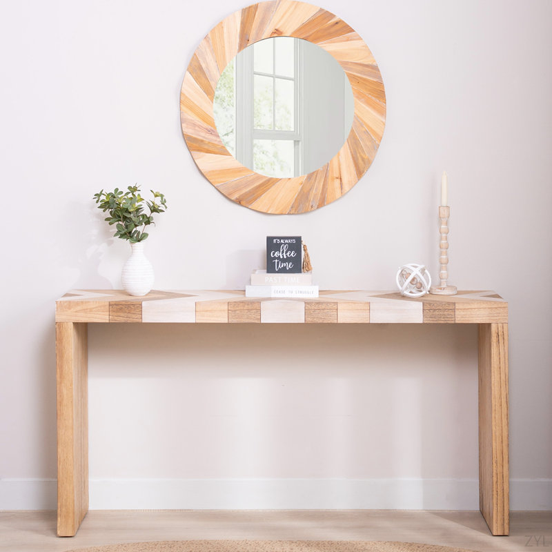Console moderne, table d'entrée de 62 po avec plateau à chevrons, canapé en bois manufacturé pour le couloir, le salon ou le bureau