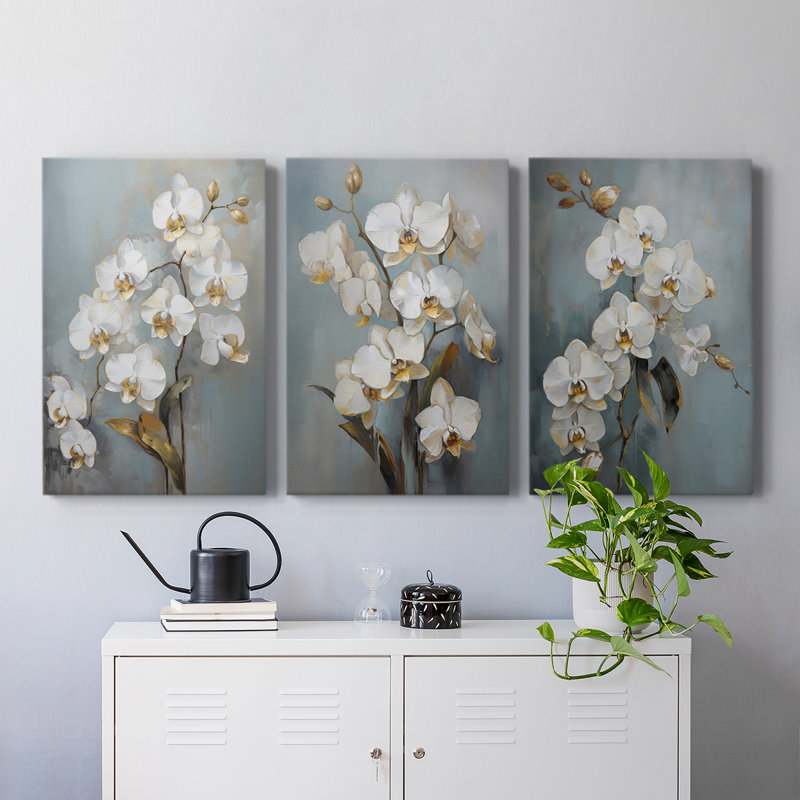 Floral Study Series LXIV - Ensemble de 3 toiles tendues avec châssis - Prêt à être accroché, H 27 po x l 18 po