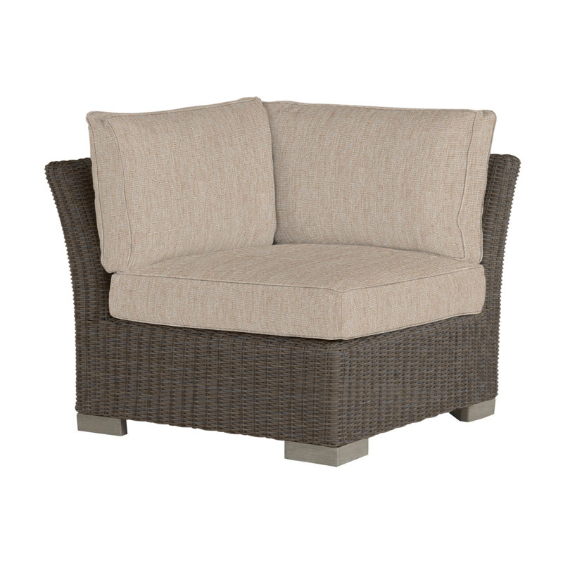 Canapé modulaire d'extérieur Club Woven N-Dura, Welt, Toile sable, Noyer noir