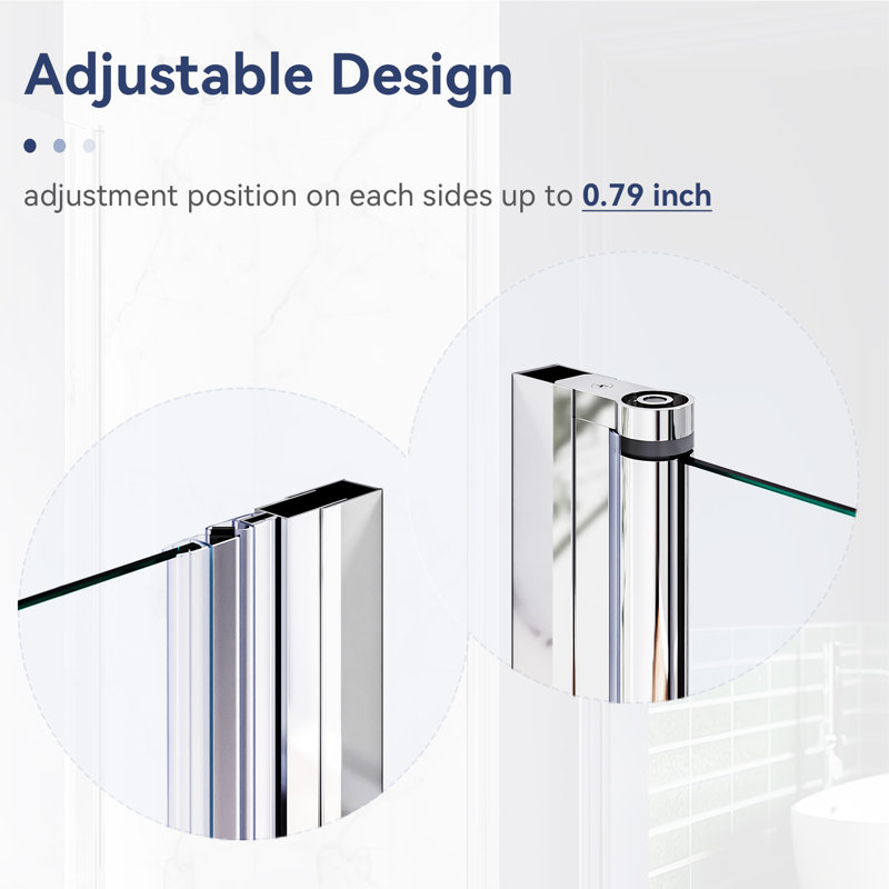 FPivot 28 W x 72 H in. Pivot Shower Door, Frameless Hinged Shower Door with 1/4'' Tempered Glass, Brushed Nickel