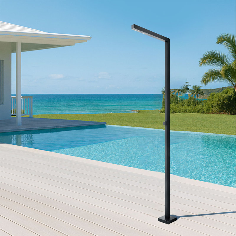 Outside Freestanding Shower System Floor Mounted Shower Faucet Set Stainless Steel Single Handle Shower Trim Kit
