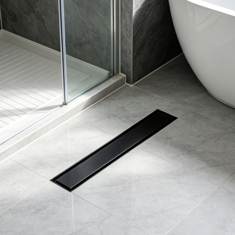 24 Inch Offset Linear Shower Drain With 2-In-1 Tile Insert Cover