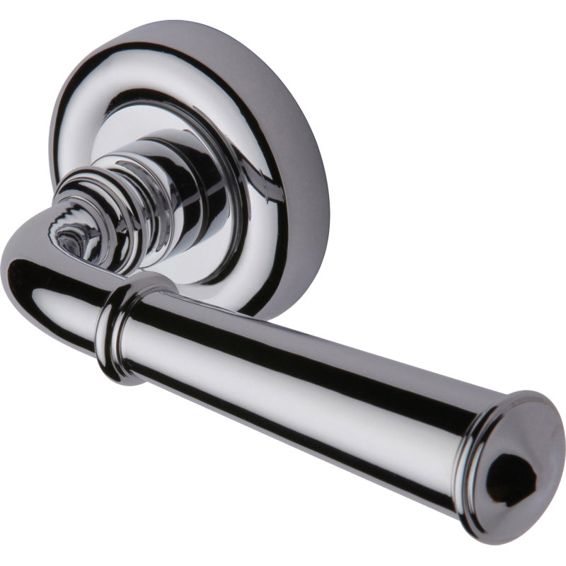 Heritage Brass Heritage Door Handle Lever Latch on Round Rose Colonial Design, Polished Chrome