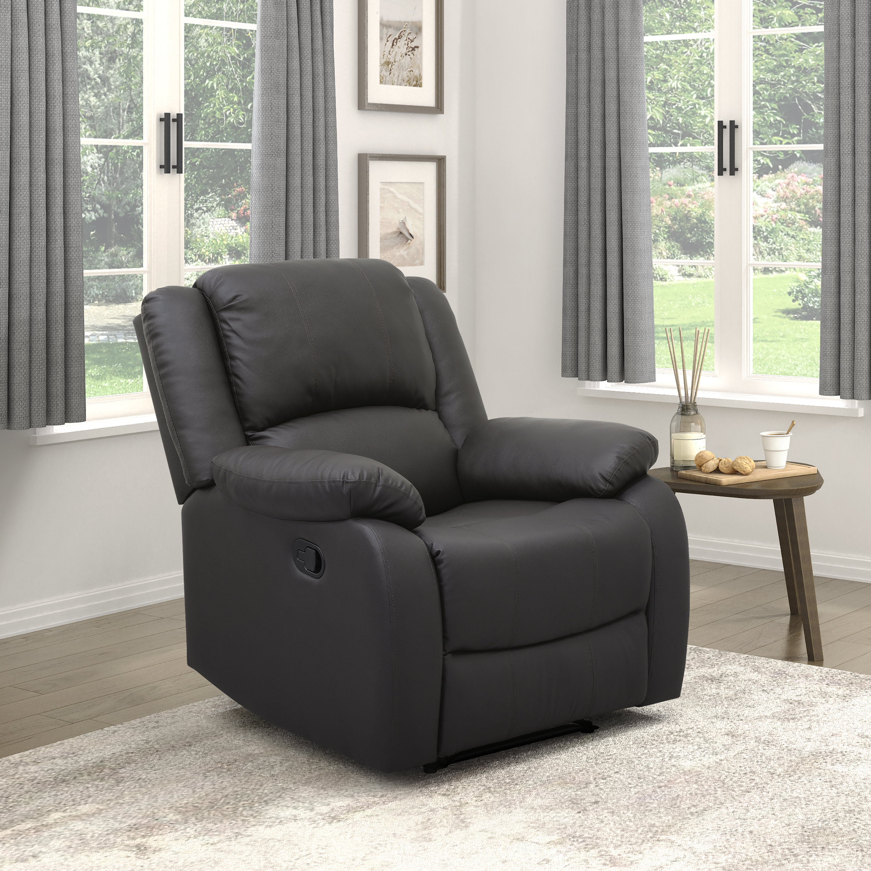 Ebern Designs Tamsin 35" Wide Overstuffed Faux Leather Pillow Top Pull