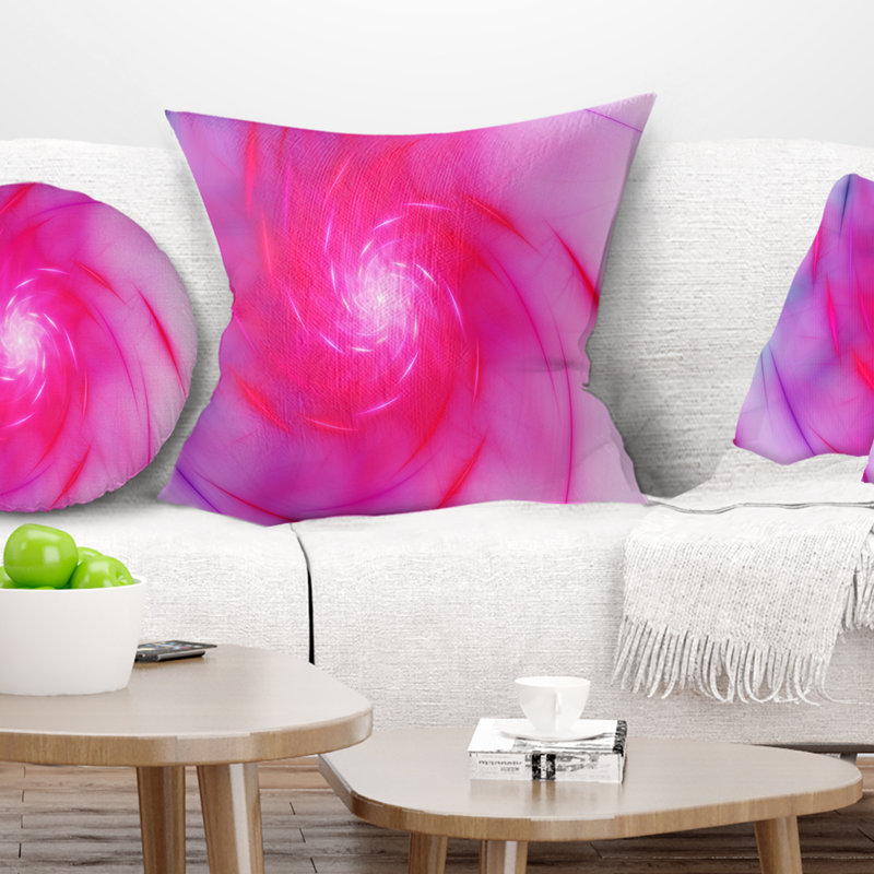 Magnifique tourbillon rose fractal - coussin à imprimé floral, 16 po x 1 po, Coussin décoratif