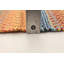 Tapis gris / orange / bleu en laine à motif géométrique fait à la main