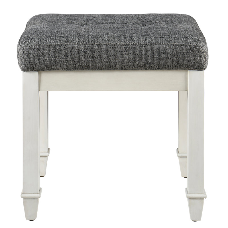 Tabouret de coiffeuse Amberrae, Gris foncé, Blanc