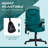 6 Point Vibrating Massage Office Chair With Heat, Velvet High Back Executive Office Chair With Reclining Backrest, Padded Armrests And Remote, Dark Green