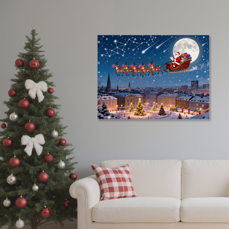 Art mural en toile Père Noël, H 20 po x l 30 po
