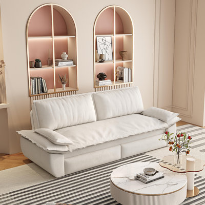 73.2"Queen Pull Out Sofa Bed,3-In-1 Convertible Sleeper Sofa,Multi-Functional Velvet Loveseat Bed,Beige(Old Sku:W1885S00049/W1885S00119;New Sku:W1885S00227)