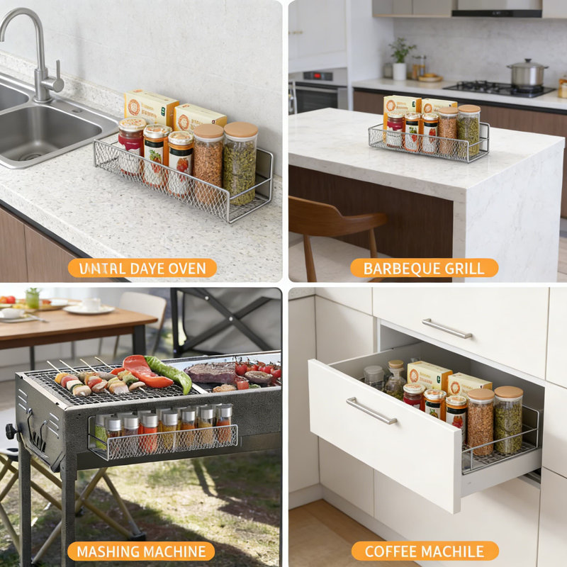 Étagère à épices magnétique avec aimants puissants, aucun perçage requis - solution de rangement pour réfrigérateur et cuisine peu encombrante avec fabrication en métal durable et conception de grille intelligente