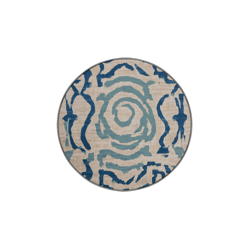 Machine Washable Gray Area Rug, Round 6'