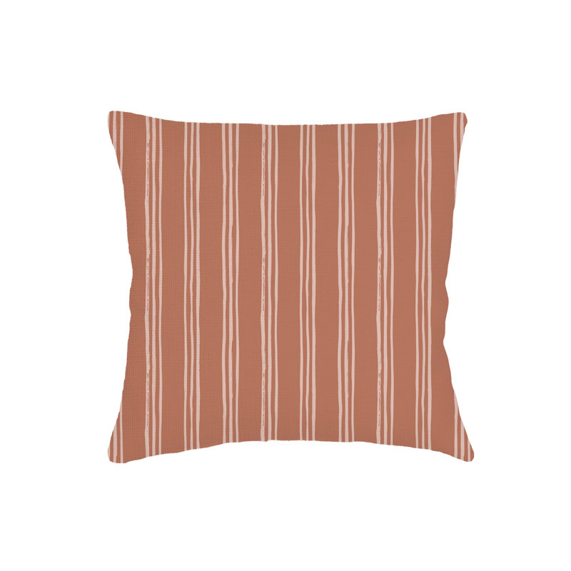 Navy Blue Ocean Drift Stripe Linen Pillow 18x18 with Down Alternative Insert, Brown, Square 26", Polyester
