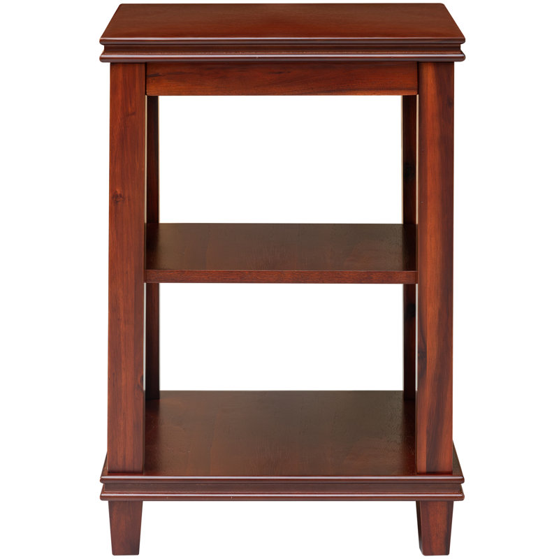 Table de bout carrée en bois massif avec design en X de H 24 po x l 16 po, table d'appoint avec tablettes de rangement, cerisier