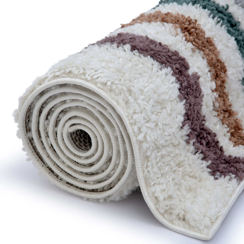 Moodi Modern Shaggy Area Rug Abstract Line Design, Multicolour, Rectangle 120 x 170 cm