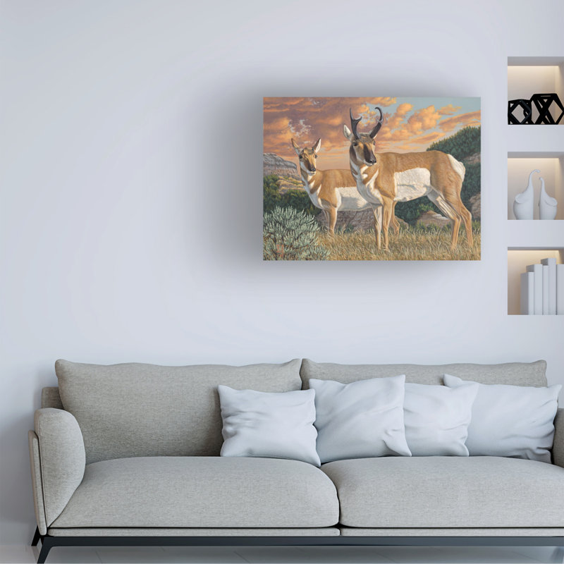 «Jeff Hoff A Walk On The Prairie Pronghorn», art sur toile, H 14 po x l 19 po