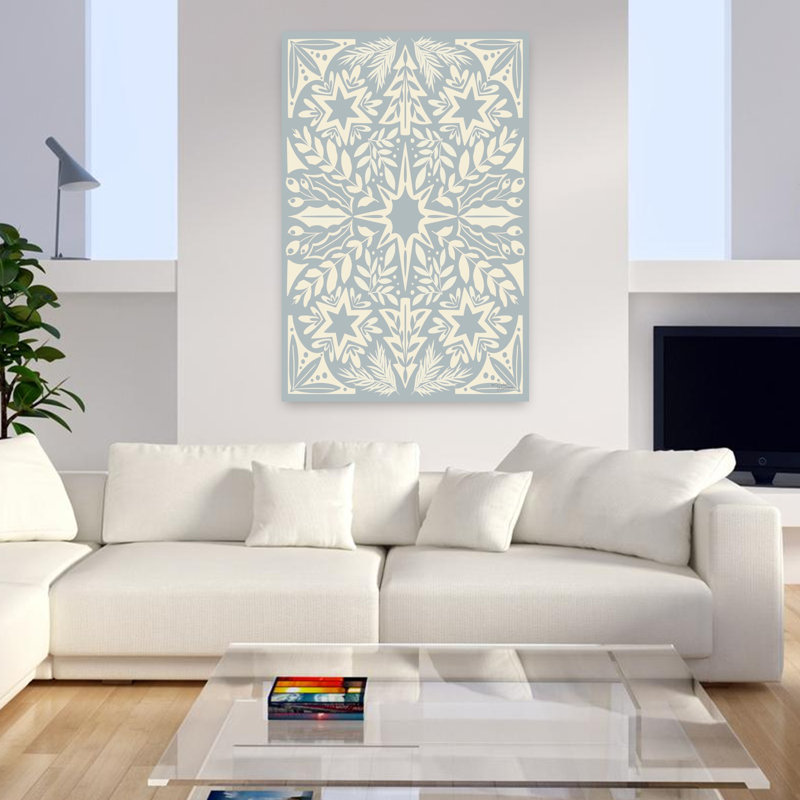 Scandinavian Winter Blue Abstract Landscape Art, H 48 po x l 32 po