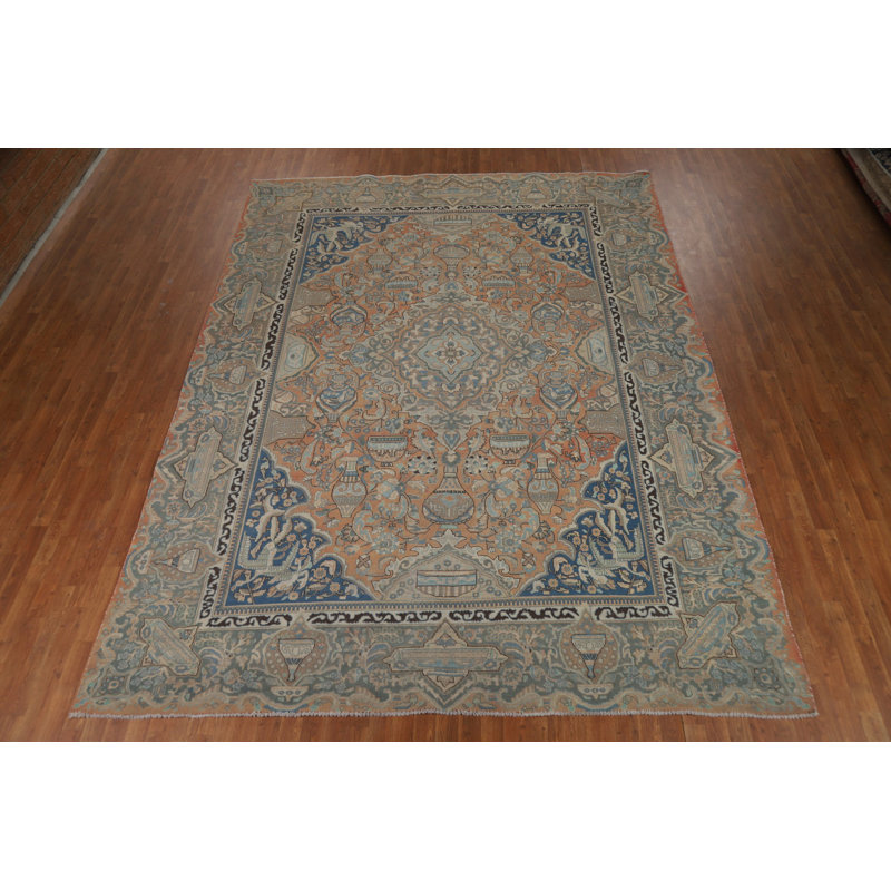 Orange Wool Medallion  Traditional Area Rug 9x12