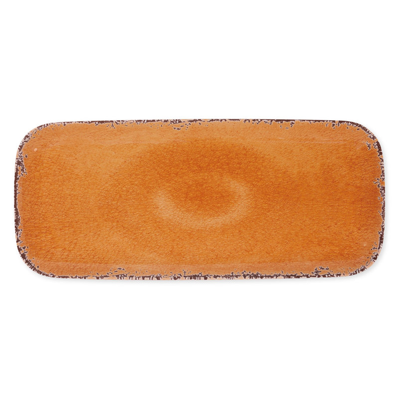 2-Piece Crackle 15" Tray, Orange