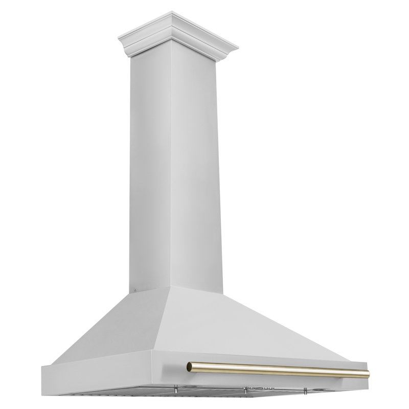 ZLINE 36 in. Autograph Edition Convertible Stainless Steel Range Hood with Stainless Steel Shell, Stainless Steel/Gold