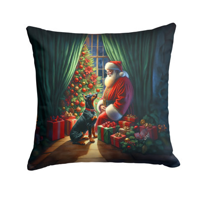 Coussin Doberman Pinscher and Santa Claus