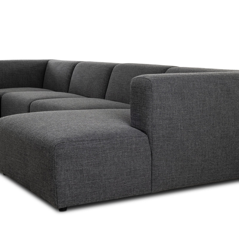Lawndale 6PC Sectional W/ LAFC-Saxon Charcoal, Right Hand Facing, Saxon Charcoal Polyester Blend