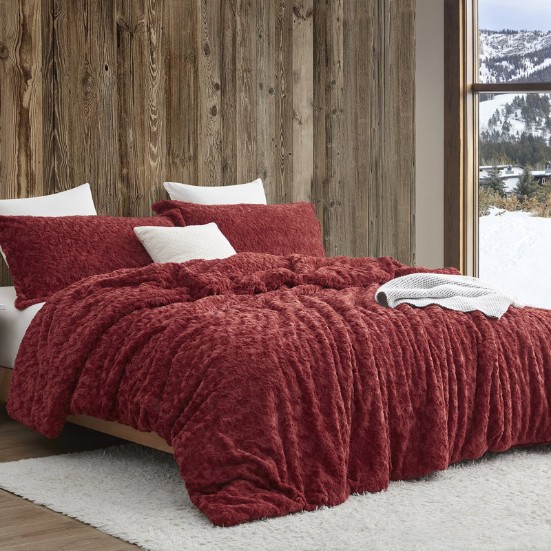 Ensemble d'édredon surdimensionné petit inducteur Coma, Édredon pour très grand lit + 2 très grandes ta, Rouge profond