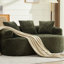 Olive courbé, petite chenille avec 3 coussins, mousse à mémoire de forme, sans assemblage, pour animaux de compagnie, poids de 300 lb, siège profond pour espaces, assemblage requis, rembourrage en mousse, capacité, appartement-133534401