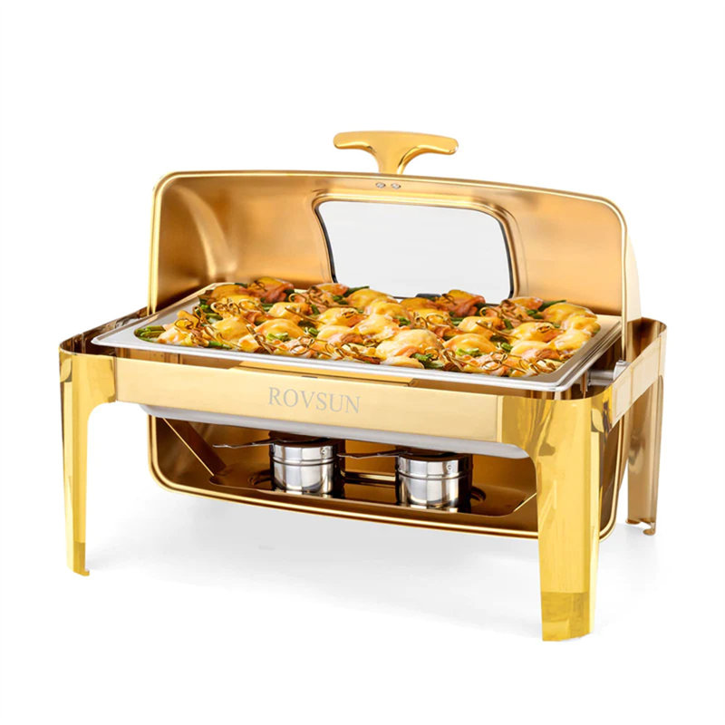 Stainless Steel Rectangle Chafing Dish, Gold