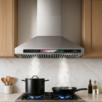 Brano 30-inch Wall Mount Range Hood 900 Cfm With Voice/gesture/touch Control, Stainless Steel Kitchen Hood Vent With 4 Speed Exhaust Fan, Led Adjustable Lights, Memory Mode
