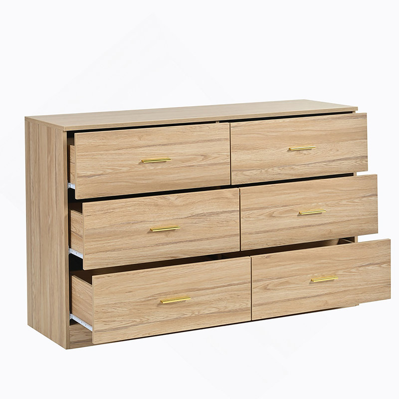 Commode 6 tiroirs Modern Modern, Naturel