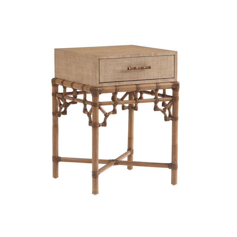 Arvida 20'' W Bamboo / Rattan Nightstand, Brown
