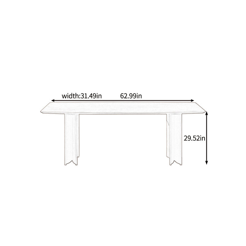 Table de salle à manger élégante et classique, H 29,52 po x L 62,99 po x l 31,49 po