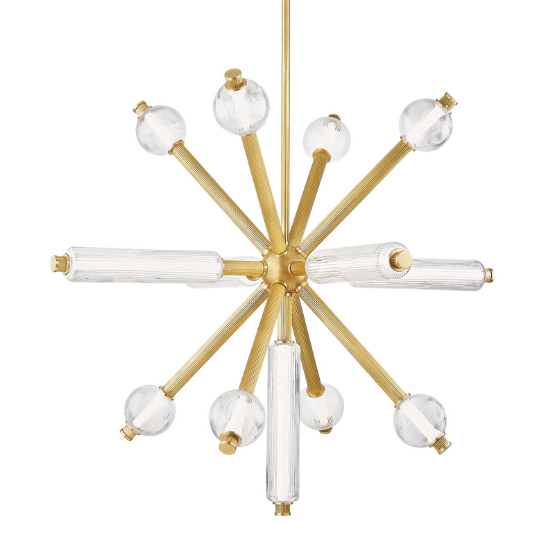 Vintage Brass and Clear Glass 13-Light Sputnik Chandelier