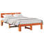 Bed Frame With Headboard Wax Brown Solid Pine Wood