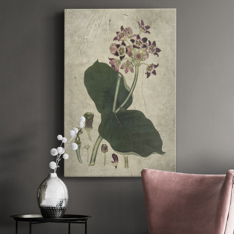 «Aubergine Florals III», impression sur toile tendue, L 40 po x H 60 po x P 1 po