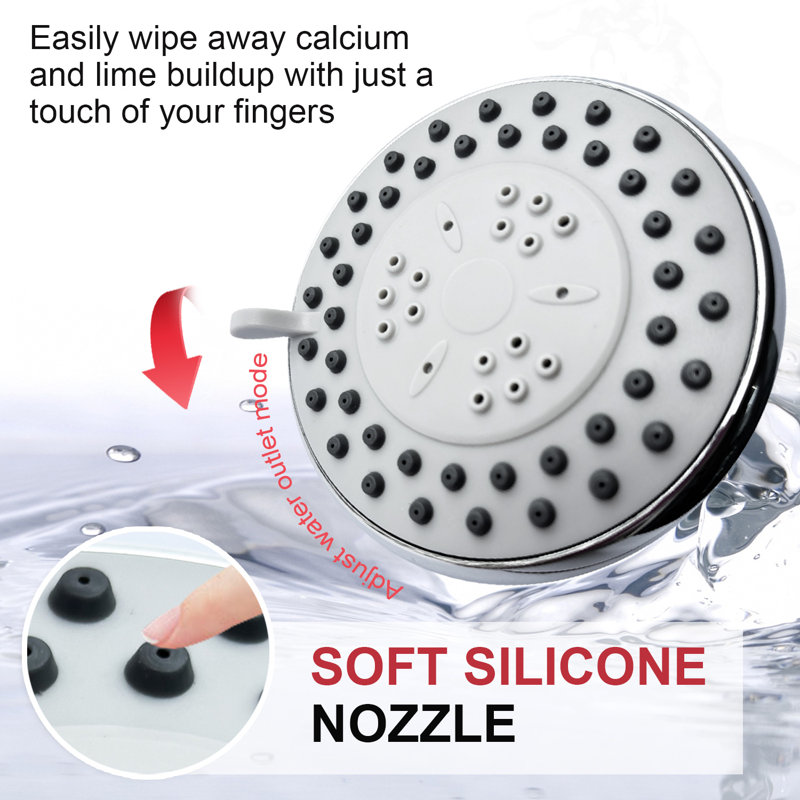 High Pressure Shower Heads 3.6 Inch 3 Settings Rain High Flow Showerhead, Chrome