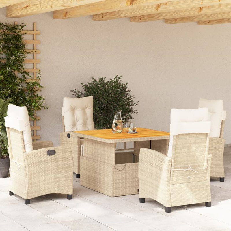  Ensemble de salle à manger de jardin beige, brun, blanc crème
