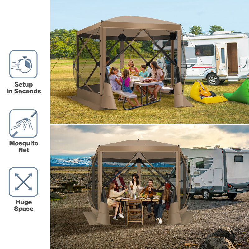 10FTx10FT Screen Room with Mosquito Netting, Khaki
