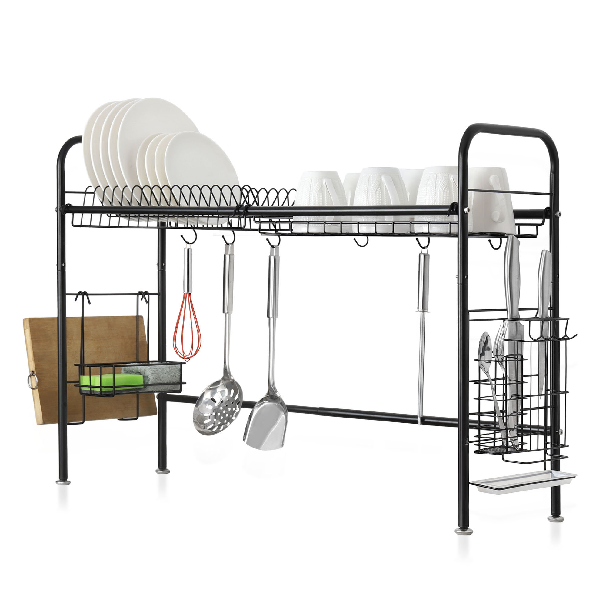 Oumilen Adjustable Stainless Steel Over Sink Dish Drying Rack - Black