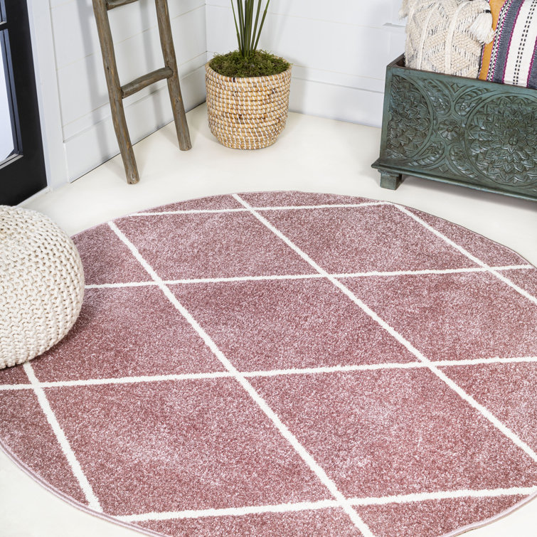 Bertrice Minimalist Diamond Trellis Rose/White Rug